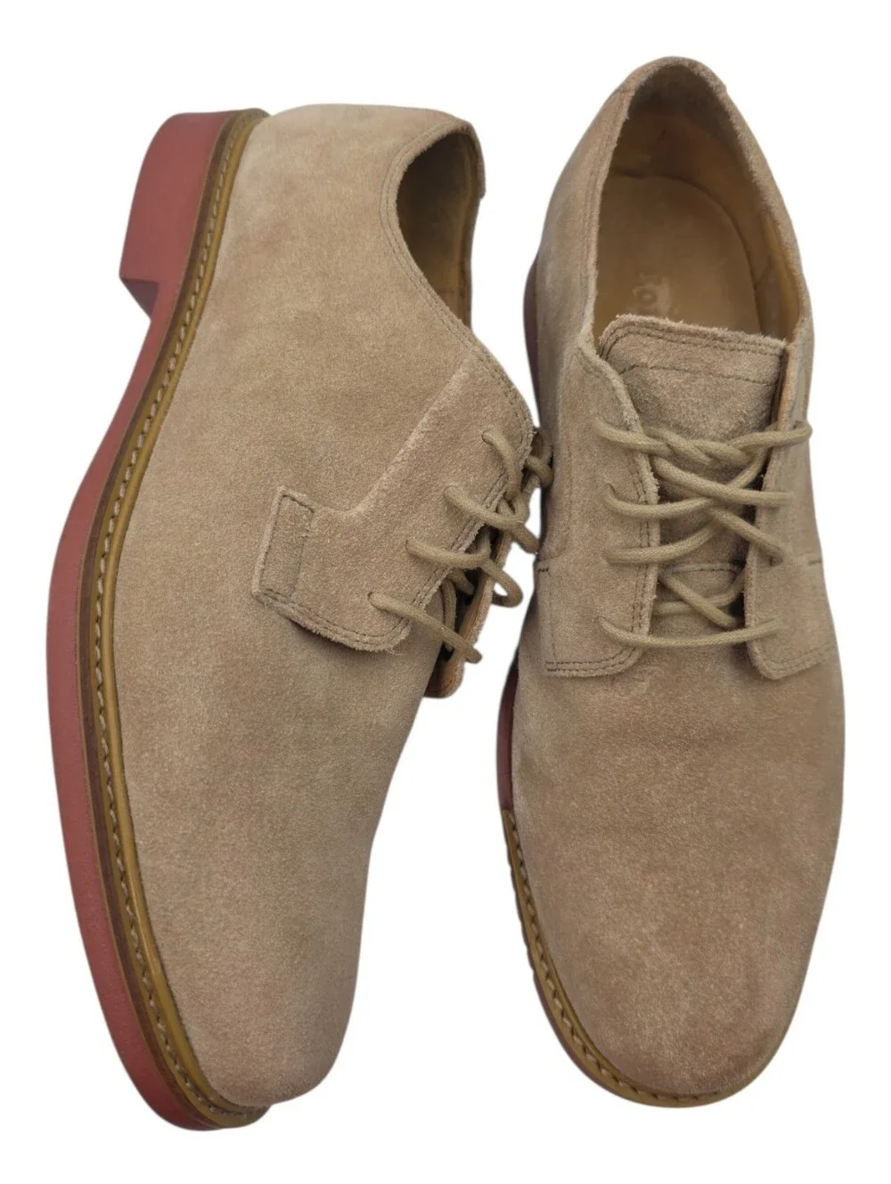 Cole Haan Great Jones Plain Toe Oxfords in Milkshake Suede Red Brick Sole Size 8